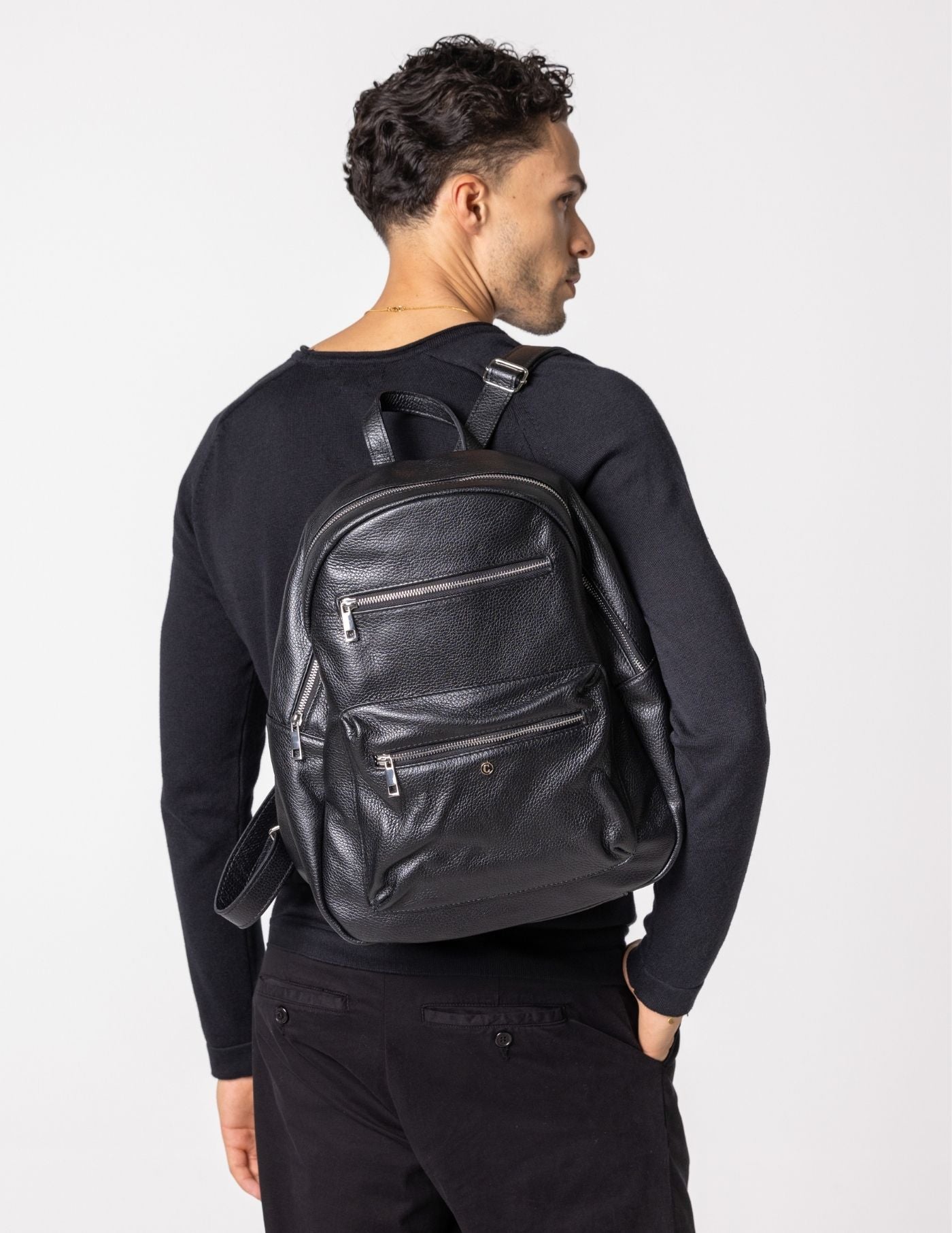 Old Money Black Leather Backpack
