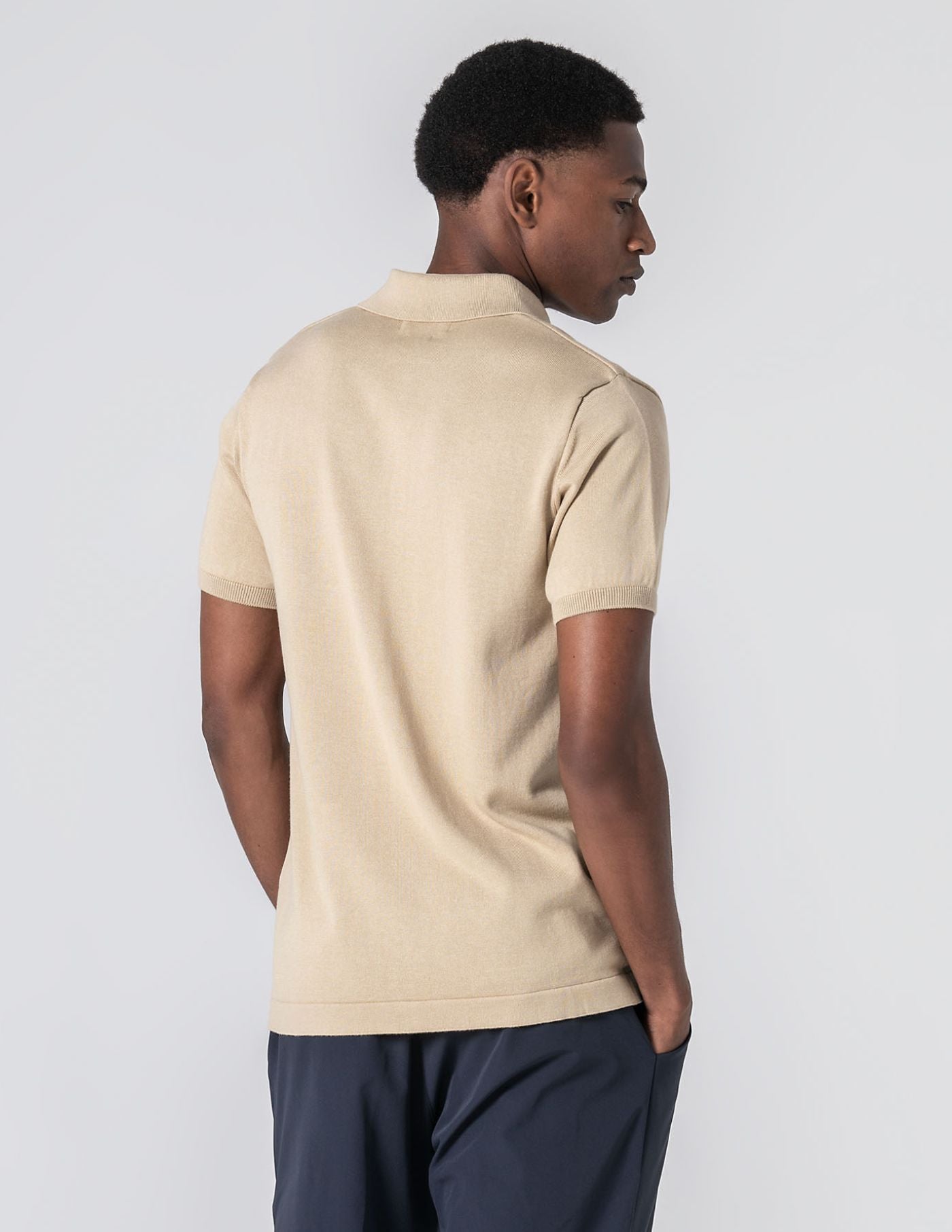 Old Money Beige Shirt-Collar Polo