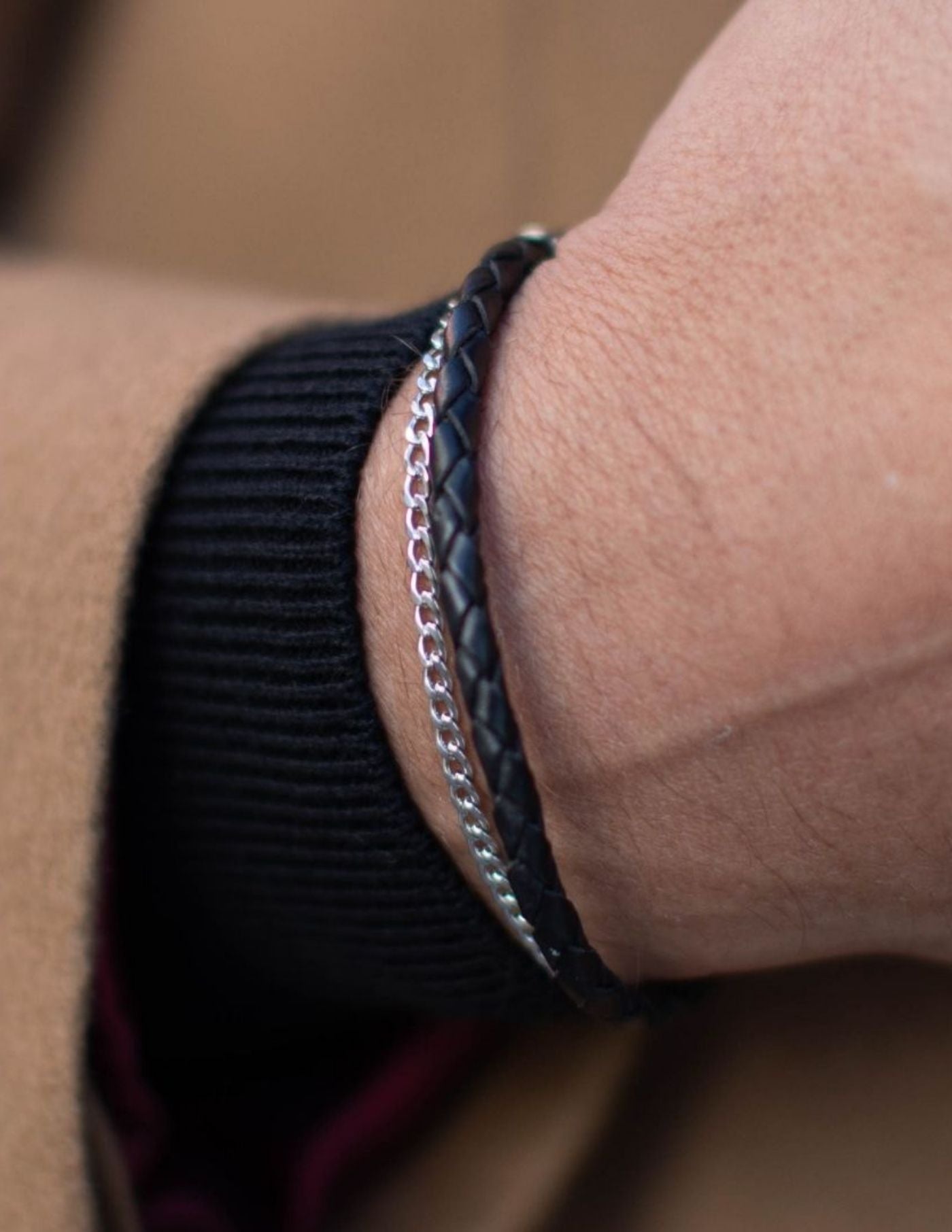 Old Money ALBA Black Leather Bracelet