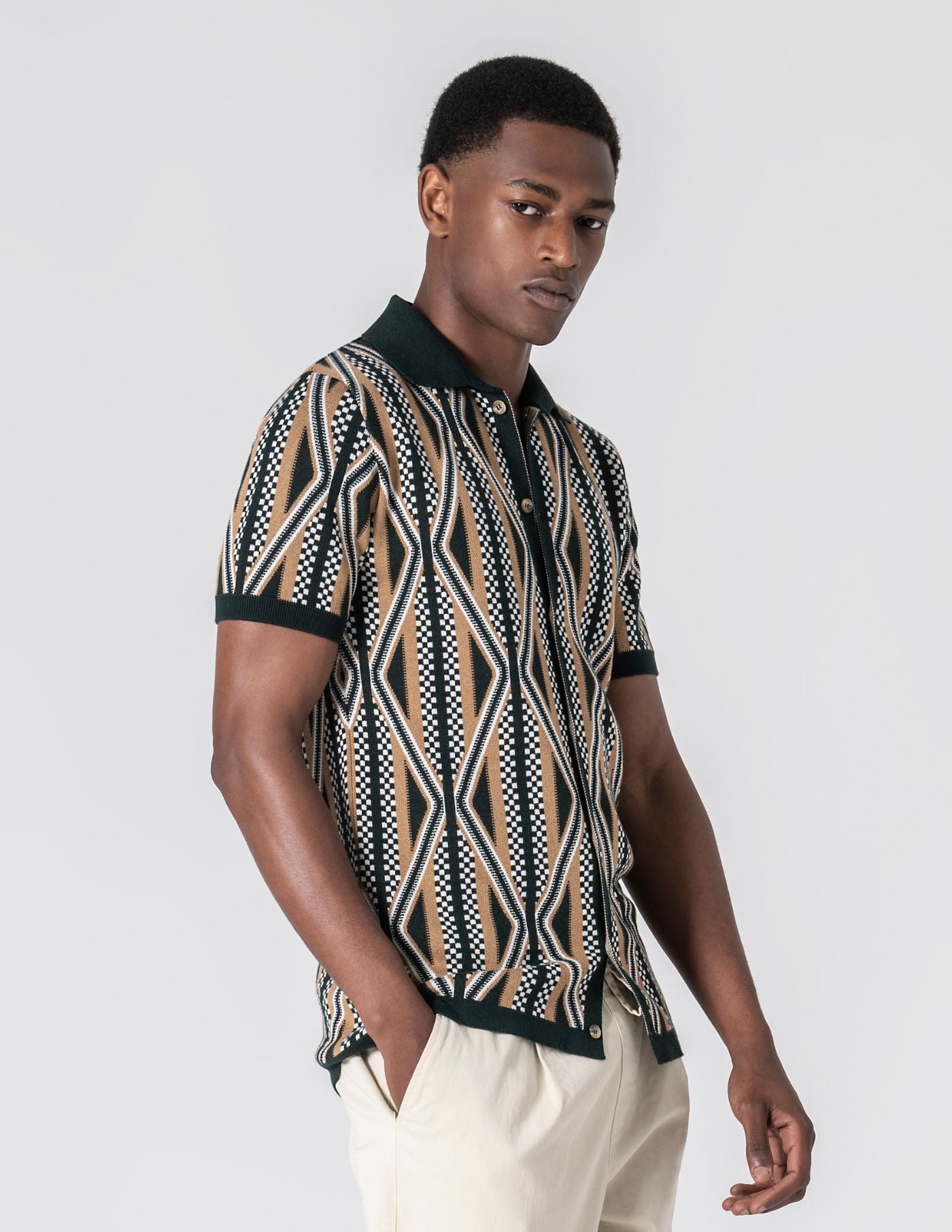 Old Money Jacquard Shirt-Collar Slim Fit Polo