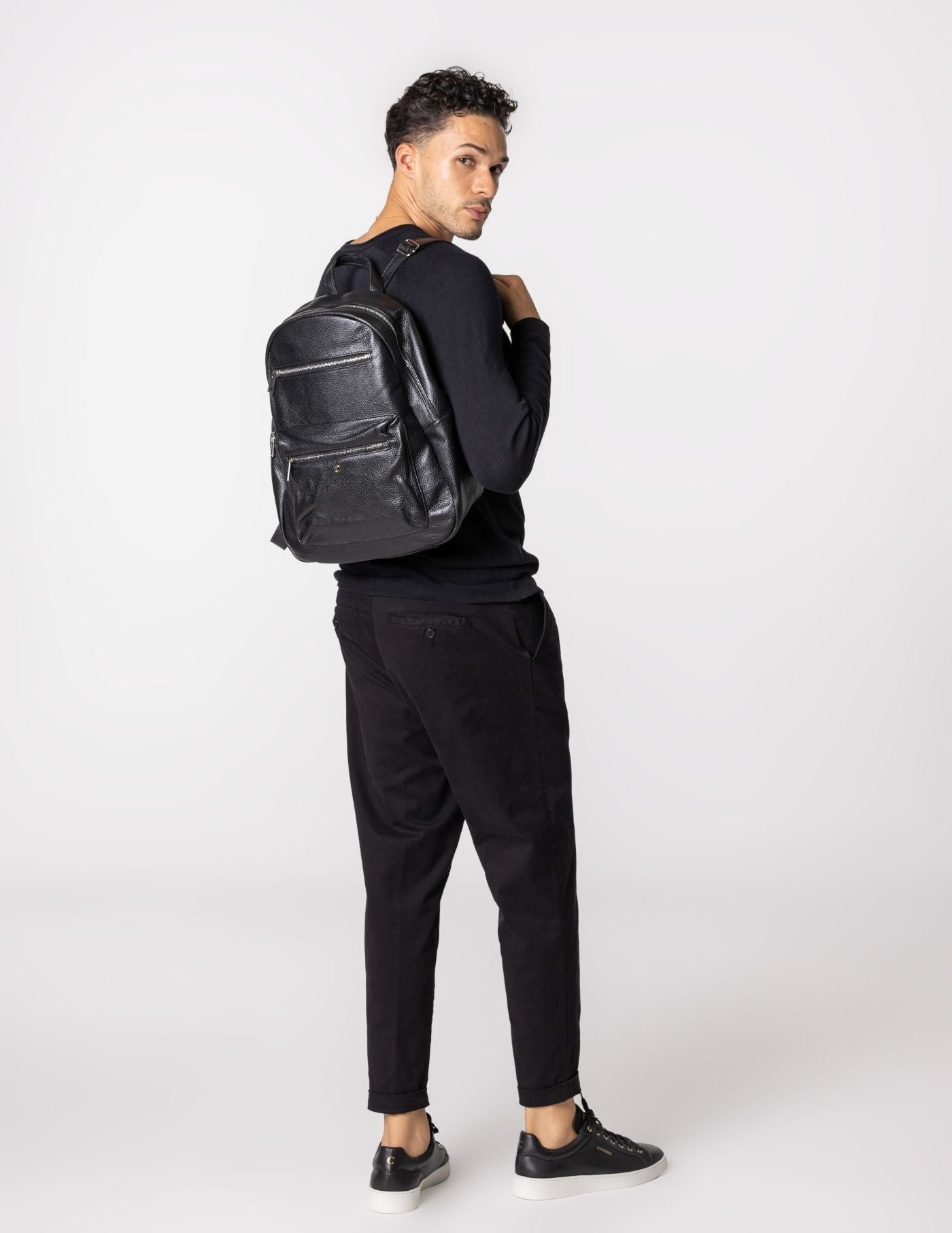 Old Money Black Leather Backpack