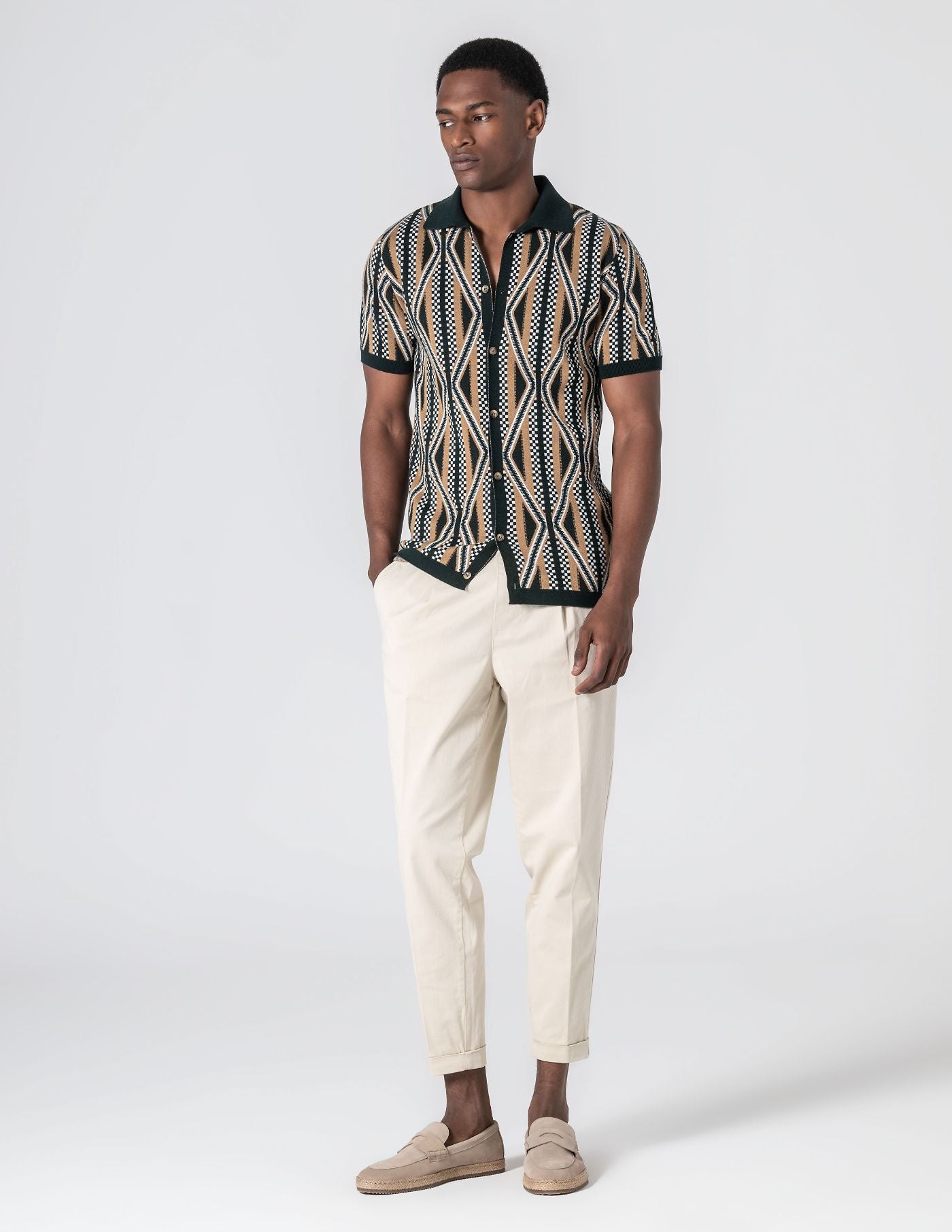 Old Money Jacquard Shirt-Collar Slim Fit Polo